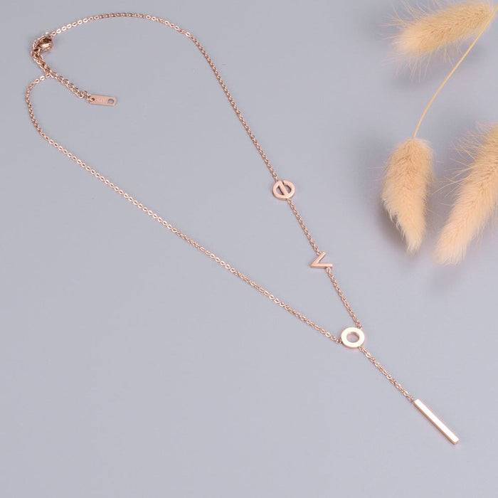 Wholesale Titanium Steel Gold Plated Rose Gold Long Necklace JDC-NE-YS055 Necklaces 艺昇 Wholesale Jewelry JoyasDeChina Joyas De China