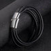 Wholesale Titanium Steel Leather Black Men's Braided Bracelet JDC-BT-Yixin001 Bracelet 壹芯 Wholesale Jewelry JoyasDeChina Joyas De China