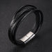 Wholesale Titanium Steel Leather Black Men's Braided Bracelet JDC-BT-Yixin001 Bracelet 壹芯 black Wholesale Jewelry JoyasDeChina Joyas De China