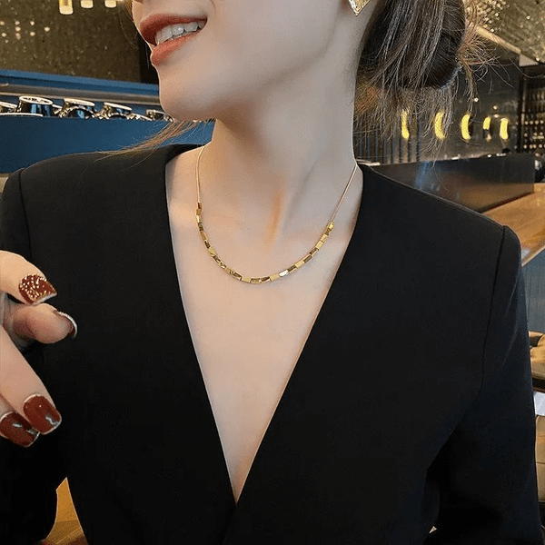 Wholesale Titanium Steel Square Metal Snake Bone Chain NecklaceJDC-NE-Kucai005 necklaces 酷彩 Wholesale Jewelry JoyasDeChina Joyas De China