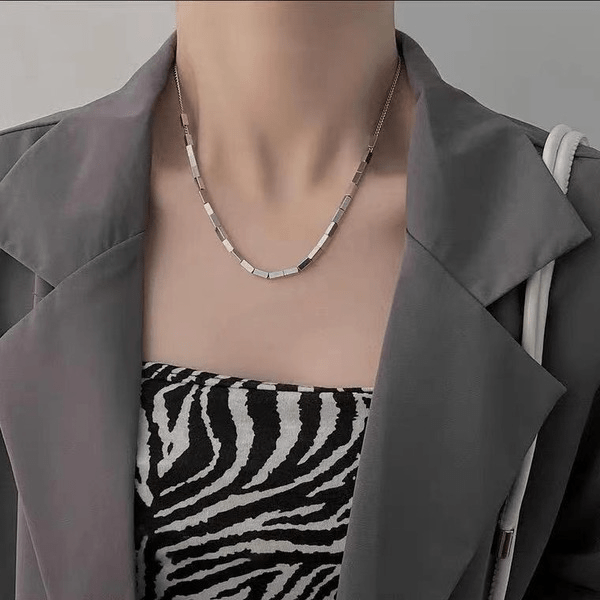 Wholesale Titanium Steel Square Metal Snake Bone Chain NecklaceJDC-NE-Kucai005 necklaces 酷彩 Wholesale Jewelry JoyasDeChina Joyas De China