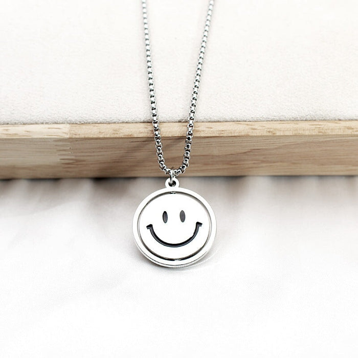 Wholesale Titanium Steel Swivel Smiley Necklace JDC-NE-MLQ002 Necklaces 米朗奇 Wholesale Jewelry JoyasDeChina Joyas De China