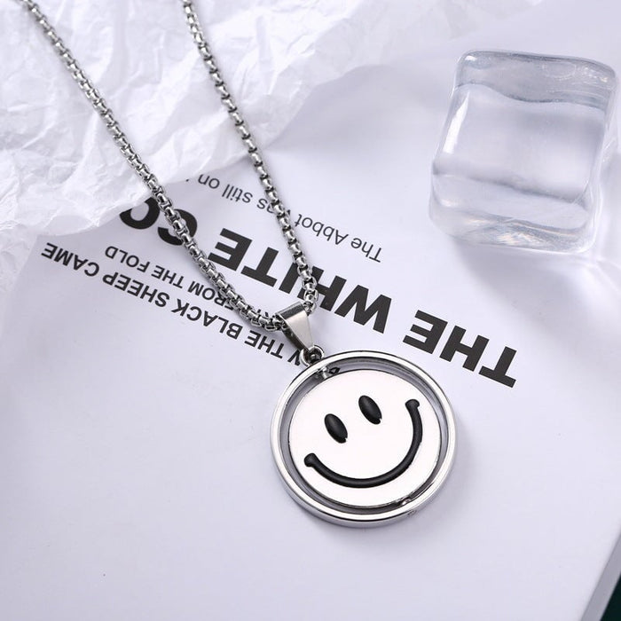 Wholesale Titanium Steel Swivel Smiley Necklace JDC-NE-MLQ002 Necklaces 米朗奇 Wholesale Jewelry JoyasDeChina Joyas De China