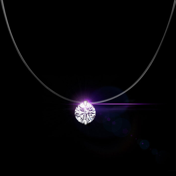 Wholesale Transparent Fishing Line Pendant Women's Invisible Necklace Diamond Zircon Clavicle Chain Mermaid Tears Necklace Necklaces JoyasDeChina 8m zircon Copper Wholesale Jewelry JoyasDeChina Joyas De China