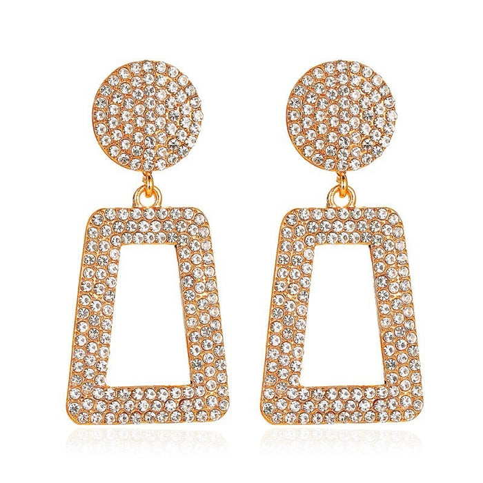 Wholesale Trapezoid Gold Flash Rhinestone Geometric Earrings JDC-ES-D613 Earrings 晴雯 01kc gold 1061 Wholesale Jewelry JoyasDeChina Joyas De China