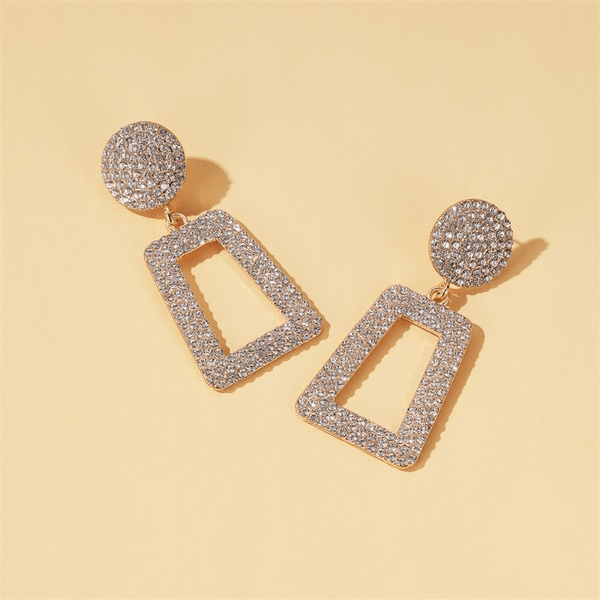 Wholesale Trapezoid Gold Flash Rhinestone Geometric Earrings JDC-ES-D613 Earrings 晴雯 Wholesale Jewelry JoyasDeChina Joyas De China