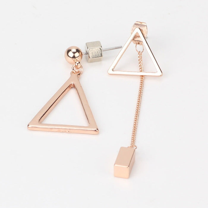 Wholesale triangle tassel earring asymmetrical stud earrings JDC-ES-Jiaow002 Earrings 娇婉 Wholesale Jewelry JoyasDeChina Joyas De China