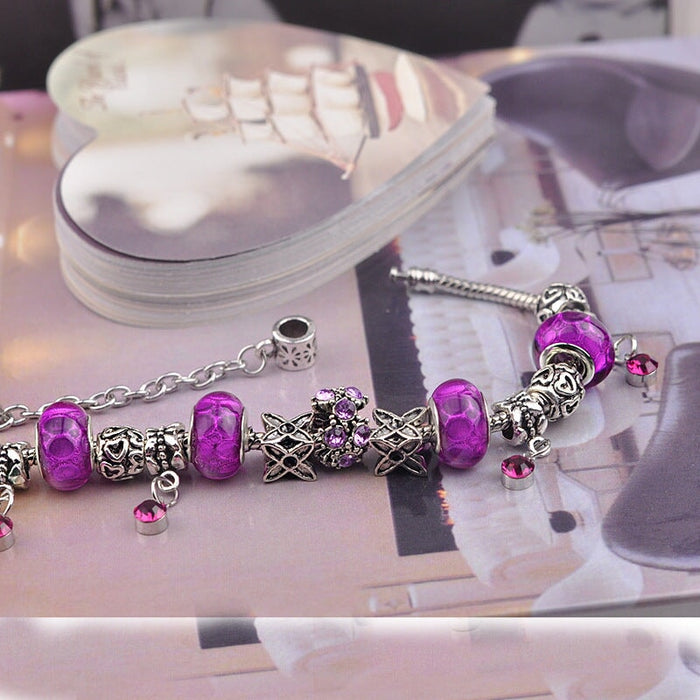 Wholesale vintage couple purple crystal bracelet (F) JDC-BT-WUAI008 Bracelet 妩艾 Wholesale Jewelry JoyasDeChina Joyas De China