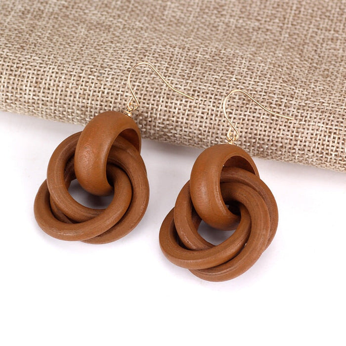 Wholesale vintage oak earrings JDC-ES-Jiaow001 Earrings 娇婉 Light coffee color Wholesale Jewelry JoyasDeChina Joyas De China