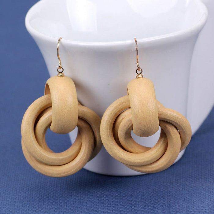 Wholesale vintage oak earrings JDC-ES-Jiaow001 Earrings 娇婉 Wood color Wholesale Jewelry JoyasDeChina Joyas De China