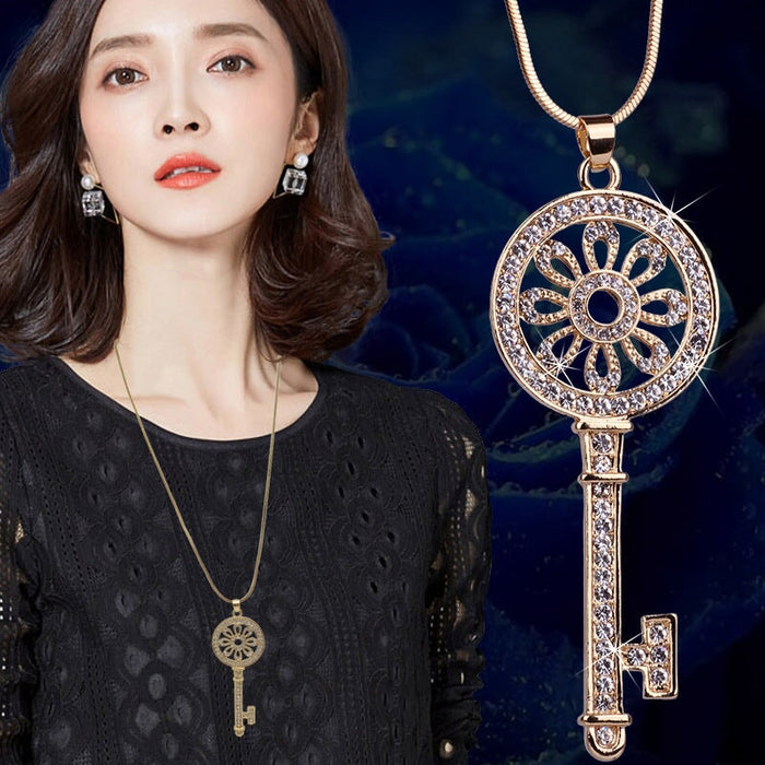 Wholesale vintage silver alloy long key sweater necklace JDC-NE-Jiaow006 Necklaces 娇婉 Wholesale Jewelry JoyasDeChina Joyas De China