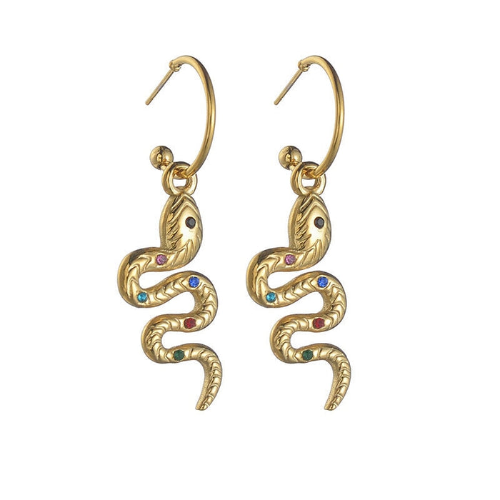 Wholesale vintage snake-shaped stainless steel earrings JDC-ES-Oulb001 Earrings 欧罗巴 C Wholesale Jewelry JoyasDeChina Joyas De China