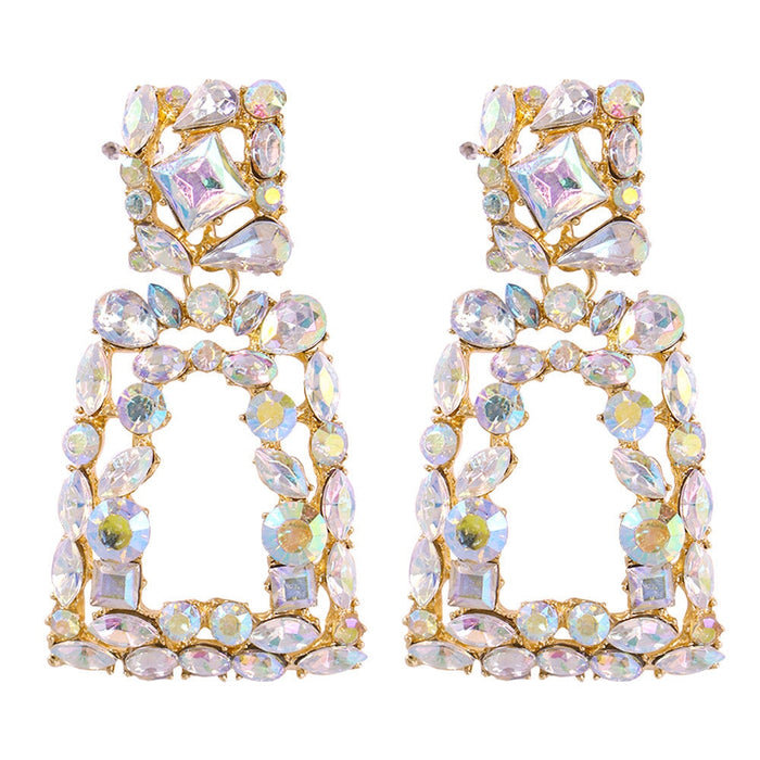 Wholesale white alloy rhinestone earrings JDC-ES-Qiand001 Earrings 纤迪 ab Wholesale Jewelry JoyasDeChina Joyas De China