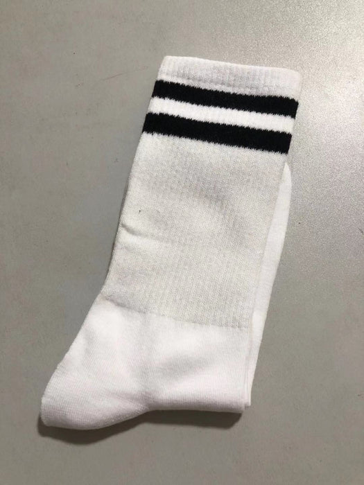 Wholesale white cotton socks JDC-SK-Qihen004 Sock 圻恒 Two white bars one size Wholesale Jewelry JoyasDeChina Joyas De China