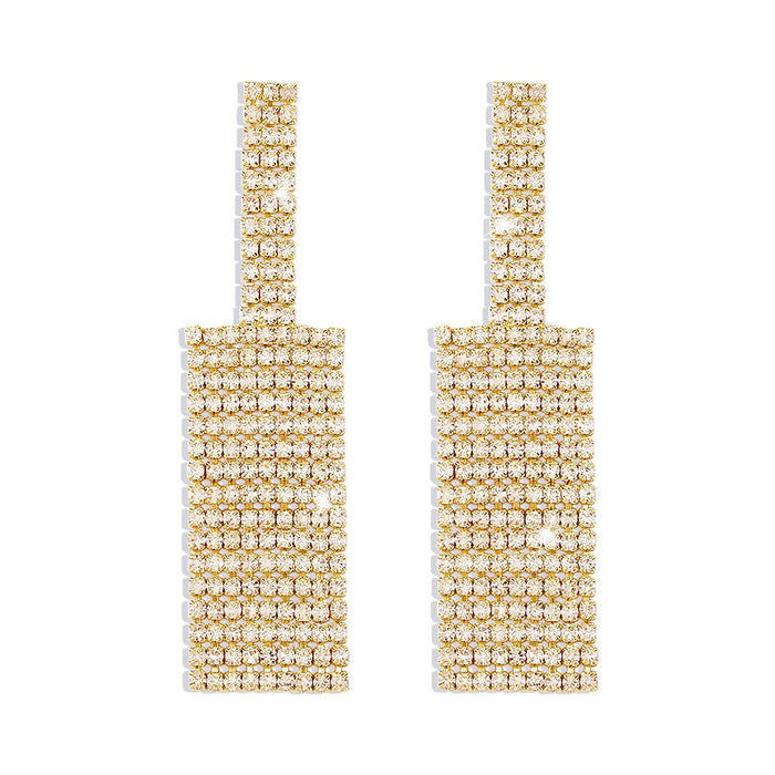 Wholesale white rhinestone earrings JDC-ES-Qiand003 Earrings 纤迪 gold Wholesale Jewelry JoyasDeChina Joyas De China