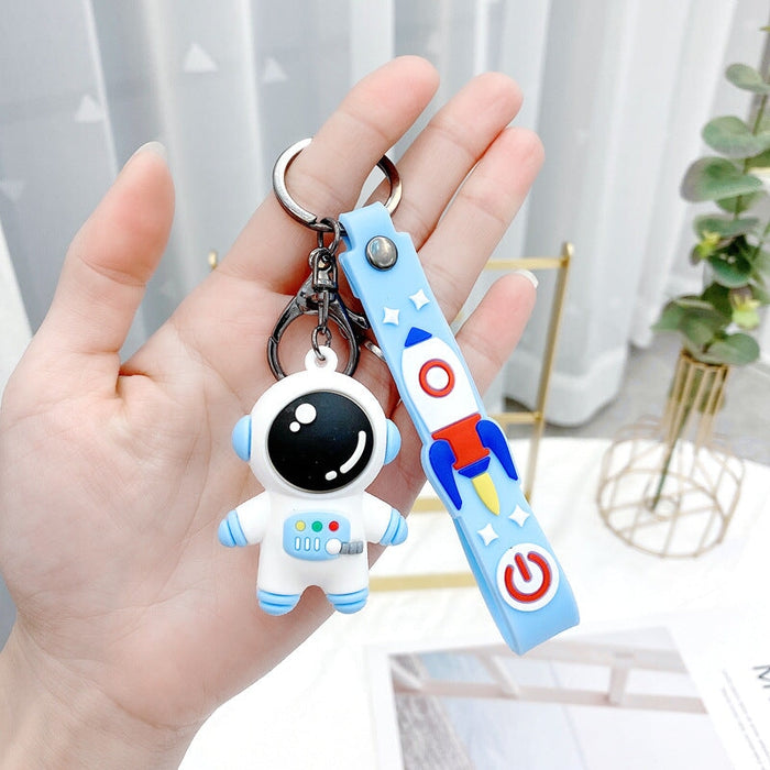 Wholesale White Silicone Little Prince Astronaut Spaceman Car Keys JDC-KC-Gongz014 Keychains 宫泽 Blue space Single bag Wholesale Jewelry JoyasDeChina Joyas De China