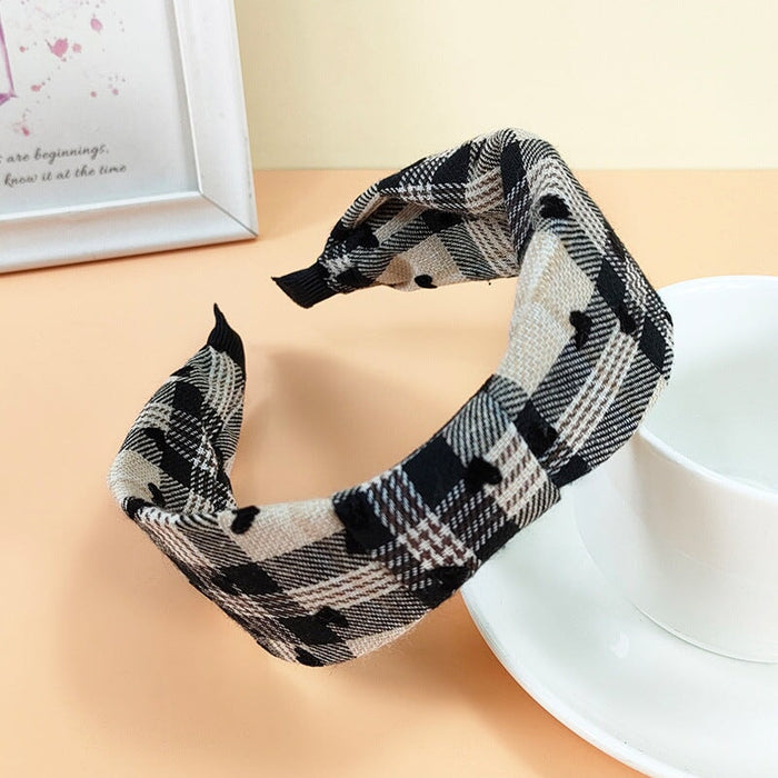 Wholesale Wide Side Bow Suede Plaid Fabric Headband JDC-HD-O375 Headband 潮炫 3 Wholesale Jewelry JoyasDeChina Joyas De China