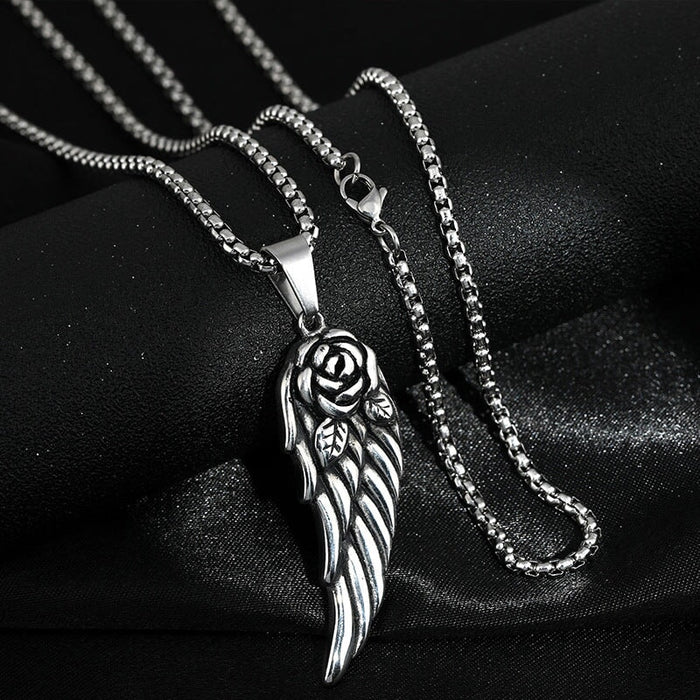 Wholesale wing wing single wing punk hip hop alloy necklace JDC-NE-Jiaow008 Necklaces 娇婉 Wholesale Jewelry JoyasDeChina Joyas De China