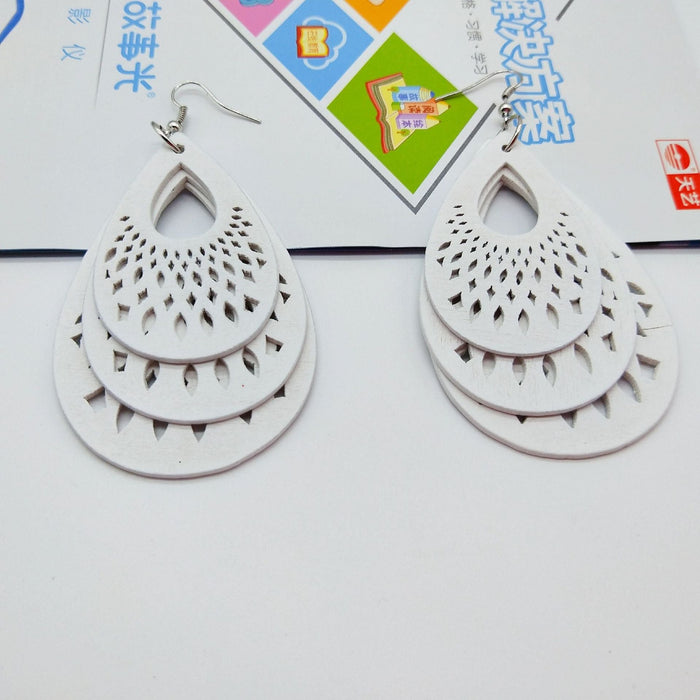 Wholesale Wood Water Drop Color Hollow Geometric Earrings MOQ≥2 JDC-ES-AnX011 Earrings 安修 Wholesale Jewelry JoyasDeChina Joyas De China