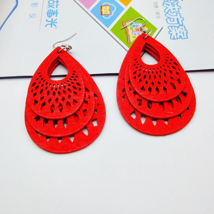 Wholesale Wood Water Drop Color Hollow Geometric Earrings MOQ≥2 JDC-ES-AnX011 Earrings 安修 Wholesale Jewelry JoyasDeChina Joyas De China