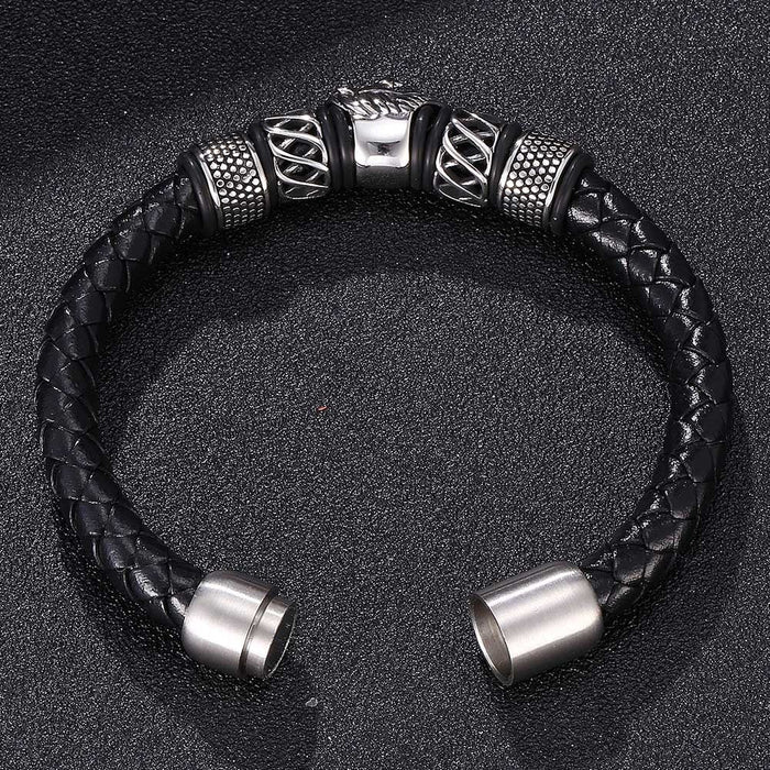 Wholesale woven leather stainless steel bracelet JDC-BT-RShen003 Bracelet 日盛 205mm black 2 Wholesale Jewelry JoyasDeChina Joyas De China