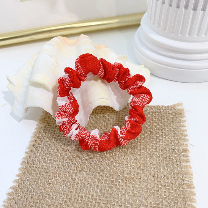 Wholesale yellow cotton and linen hair bands JDC-HS-h404 Hair Scrunchies 妙德 Red #4 Wholesale Jewelry JoyasDeChina Joyas De China