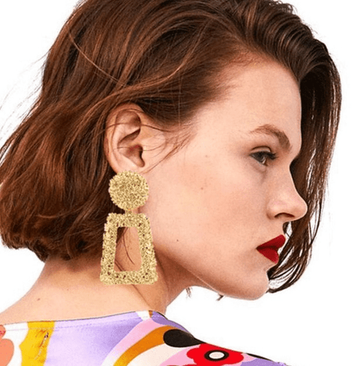 Wholesale Yellow Geometric Metal Earrings JDC-ES-SF301 Earrings 少峰 Wholesale Jewelry JoyasDeChina Joyas De China