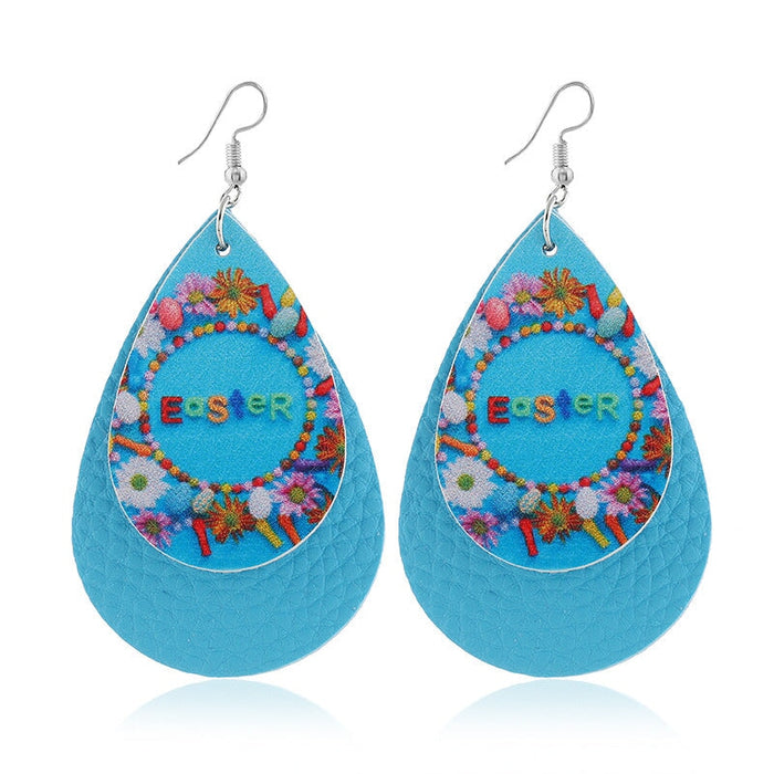 Wholesale yellow pu leather earrings JDC-ES-ZL016 Earrings 钻拉 blue Wholesale Jewelry JoyasDeChina Joyas De China