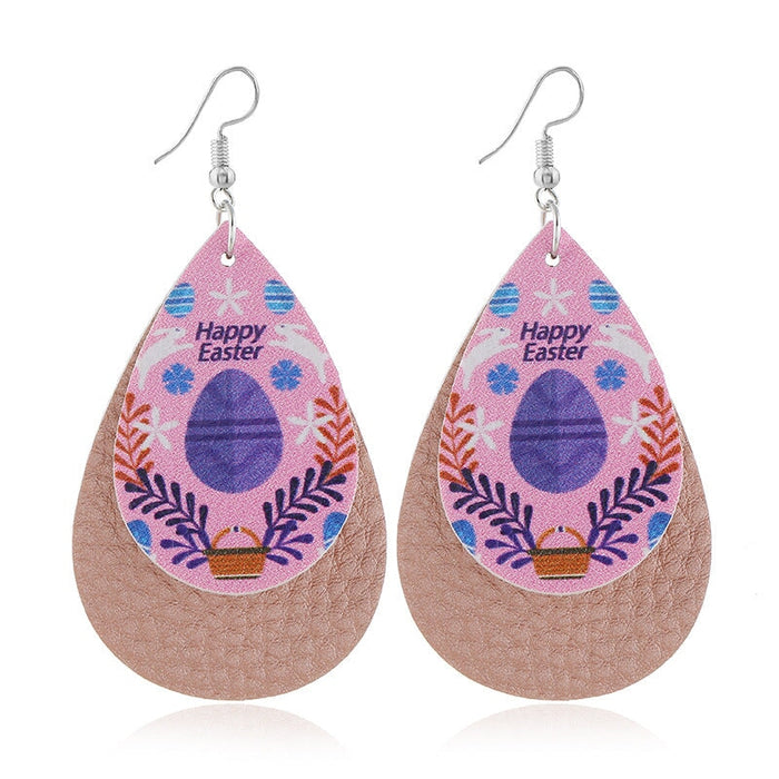 Wholesale yellow pu leather earrings JDC-ES-ZL016 Earrings 钻拉 Pink Wholesale Jewelry JoyasDeChina Joyas De China