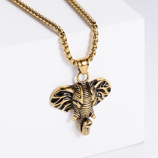 Wholesale yellow stainless steel elephant necklace JDC-NE-Aimi003 Necklaces 爱米萝 Wholesale Jewelry JoyasDeChina Joyas De China