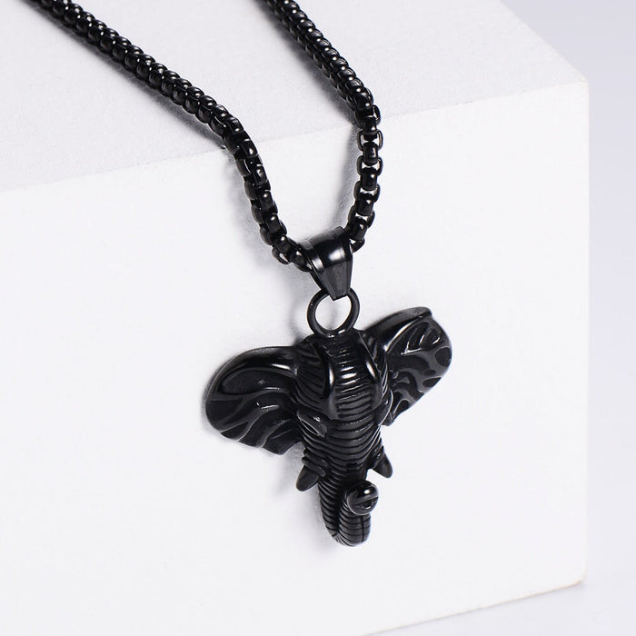 Wholesale yellow stainless steel elephant necklace JDC-NE-Aimi003 Necklaces 爱米萝 Black [without chain] Wholesale Jewelry JoyasDeChina Joyas De China