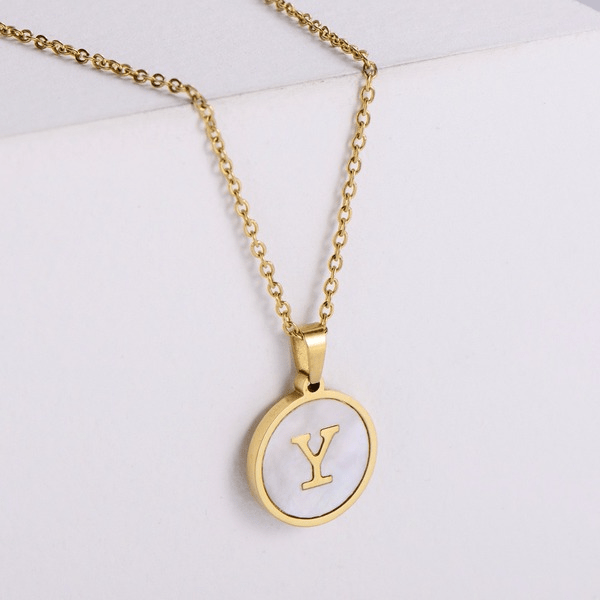 Wholesale yellow stainless steel gold-plated letter necklace JDC-NE-Aimi013 Necklaces 爱米萝 Wholesale Jewelry JoyasDeChina Joyas De China