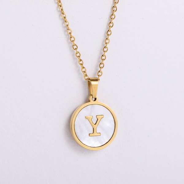 Wholesale yellow stainless steel gold-plated letter necklace JDC-NE-Aimi013 Necklaces 爱米萝 Wholesale Jewelry JoyasDeChina Joyas De China