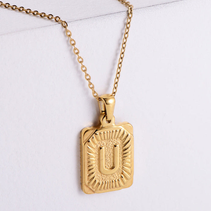 Wholesale yellow stainless steel gold-plated letter necklace JDC-NE-Aimi015 Necklaces 爱米萝 Wholesale Jewelry JoyasDeChina Joyas De China