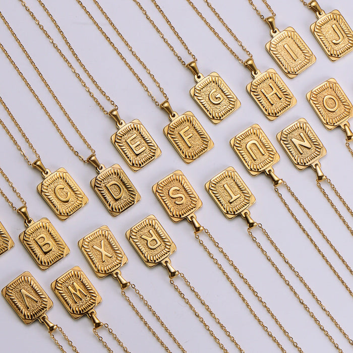 Wholesale yellow stainless steel gold-plated letter necklace JDC-NE-Aimi015 Necklaces 爱米萝 Wholesale Jewelry JoyasDeChina Joyas De China