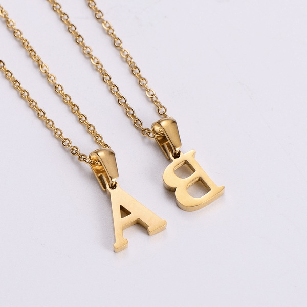 Wholesale Yellow Stainless Steel Gold Plated Letter Necklace JDC-NE-Aimi017 Necklaces 爱米萝 Wholesale Jewelry JoyasDeChina Joyas De China