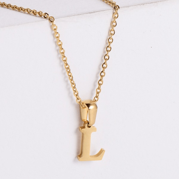 Wholesale Yellow Stainless Steel Gold Plated Letter Necklace JDC-NE-Aimi017 Necklaces 爱米萝 Wholesale Jewelry JoyasDeChina Joyas De China