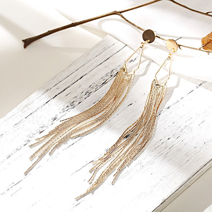 Wholesale yellow Tassel Earrings JDC-ES-Sideng011 Earrings 思登 gold Wholesale Jewelry JoyasDeChina Joyas De China