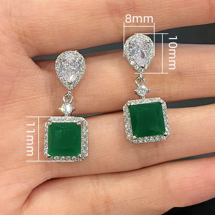 Wholesale Earrings Copper Zircon Green MOQ≥2 JDC-PREMCAOS-ES-016