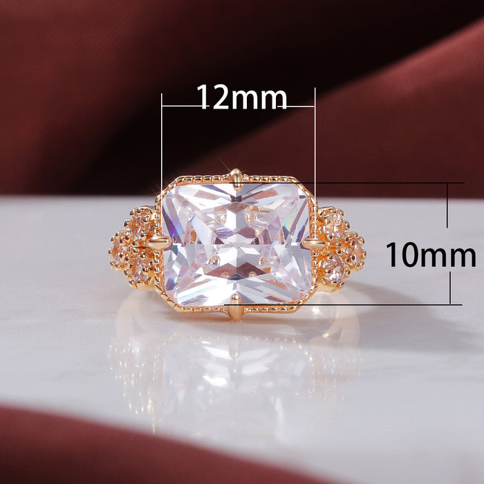 Wholesale Ring Copper Zircon Square MOQ≥2 JDC-PREMCAOS-RS-013