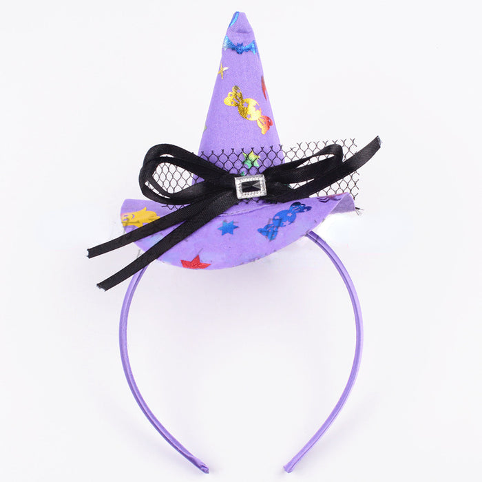 Wholesale Halloween Headband Pumpkin Party Witch Hat Decorations Cobweb Witch Hat Hair Accessories MOQ≥2 JDC-HD-ShengX002