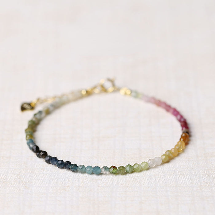 Wholesale Very Fine 2mm Rainbow Small Tourmaline Bracelet Gradient JDC-BT-NiHuang001