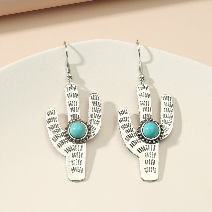 Wholesale Acrylic Cactus Turquoise Earrings MOQ≥2 JDC-ES-ganl038