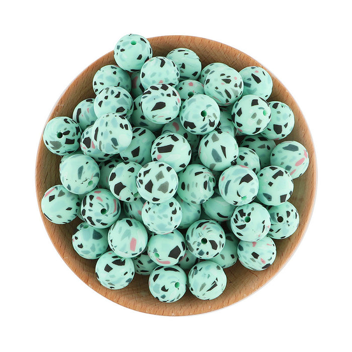 Wholesale 40PCS Leopard Print Silicone 15mm Beads JDC-BDS-Yumo001