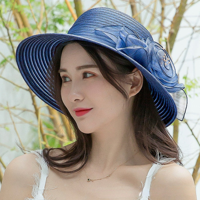 Jewelry WholesaleWholesale Organza Flower Sunscreen Straw Hat JDC-FH-CGuan002 Fashionhat 诚冠 %variant_option1% %variant_option2% %variant_option3%  Factory Price JoyasDeChina Joyas De China