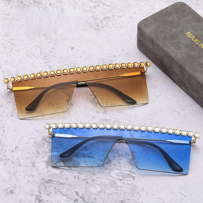 Wholesale Sunglasses PC Frame One Piece Diamonds JDC-SG-XiA048