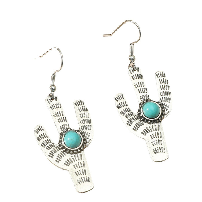 Wholesale Acrylic Cactus Turquoise Earrings MOQ≥2 JDC-ES-ganl038