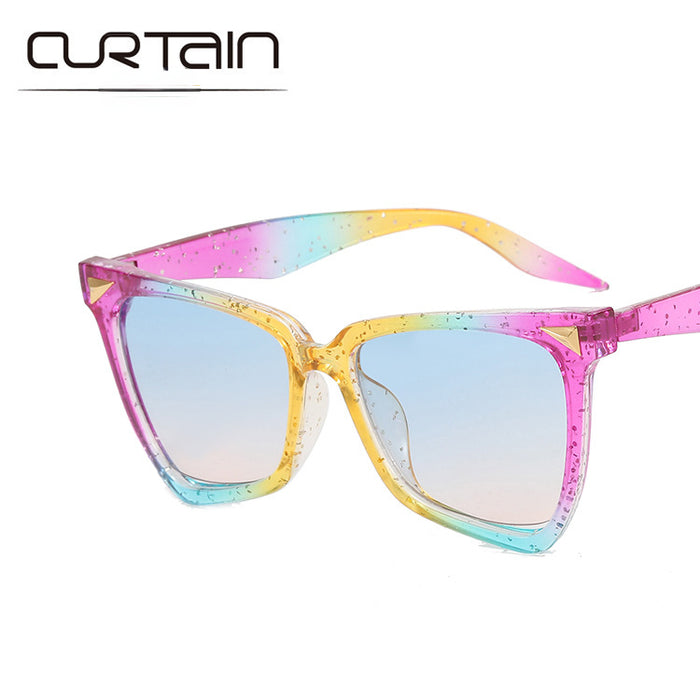 Wholesale Sunglasses Resin Rainbow Cat Eye Irregular JDC-SG-KD185