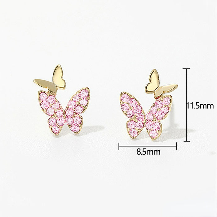 Wholesale Butterfly Zircon Copper Earrings MOQ≥2 JDC-ES-Caos020