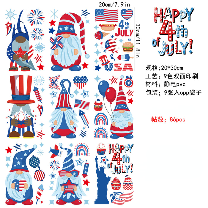 Wholesale 4th of July Independence Day PVC Sticker Static Window Sticker JDC-ST-SSuo001